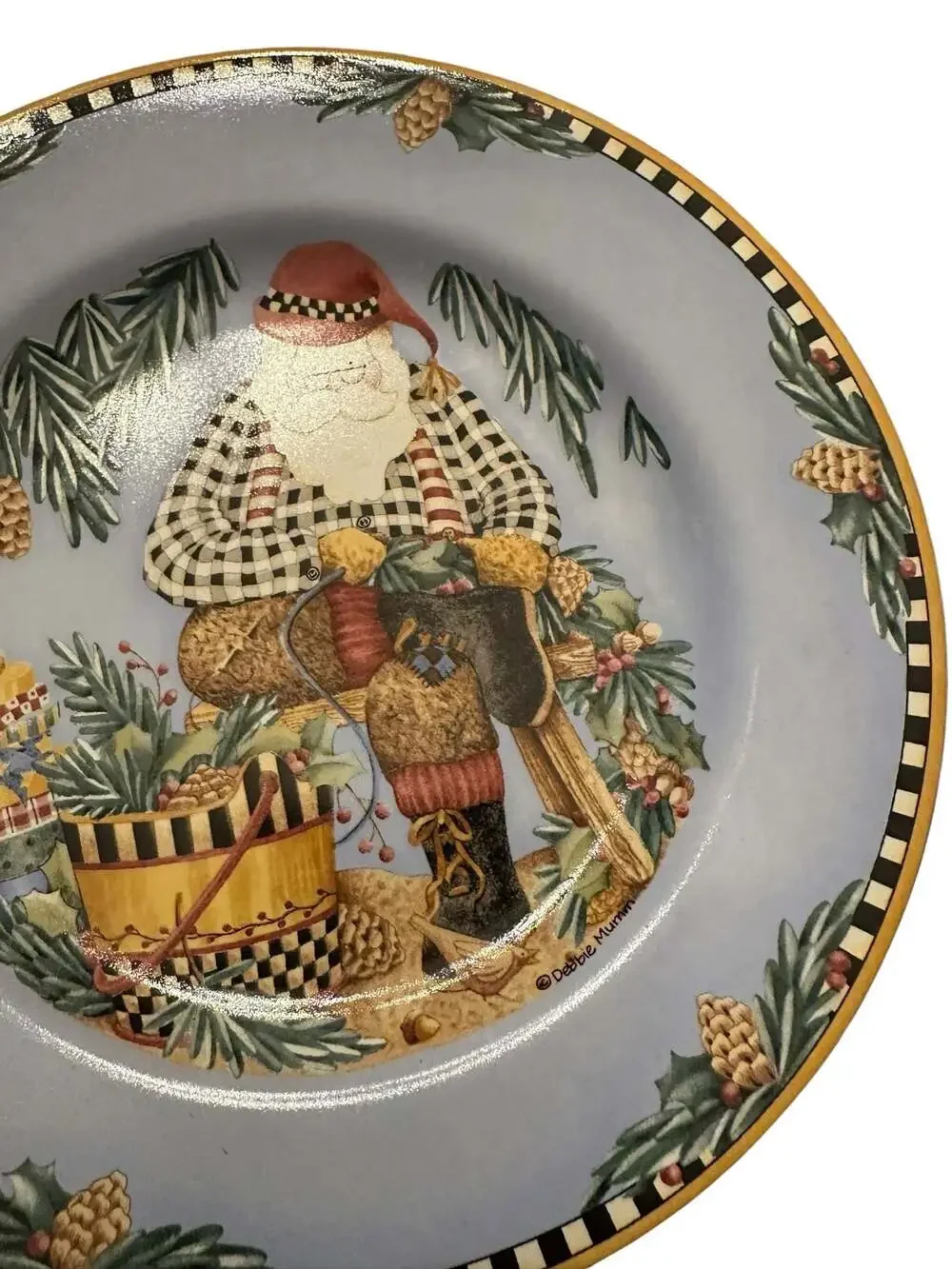 Debbie Mumm Woodland Santa Sakura Stoneware Salad Dessert Plate 8.5 Inch